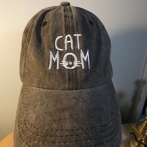 LAST ONE! "Cat Mom" cap - washed black - tell them who you are!